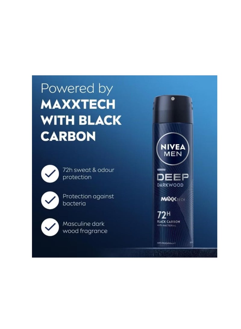 NIVEA Men Antiperspirant Spray Espresso Deep Black Carbon 150ml - Image 2